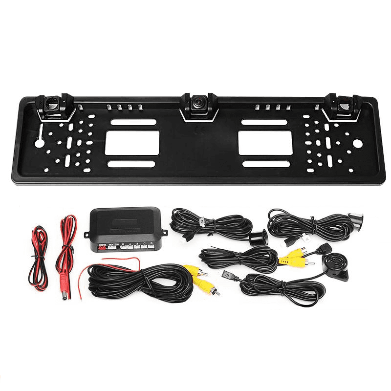 Camera Marsarier 4-LED Suport Numar Inmatriculare Cu Senzori Parcare Audio Non-Invazivi, Compatibila cu navigatiile AUTONAV, RCA, Cablu 6 metri inclus